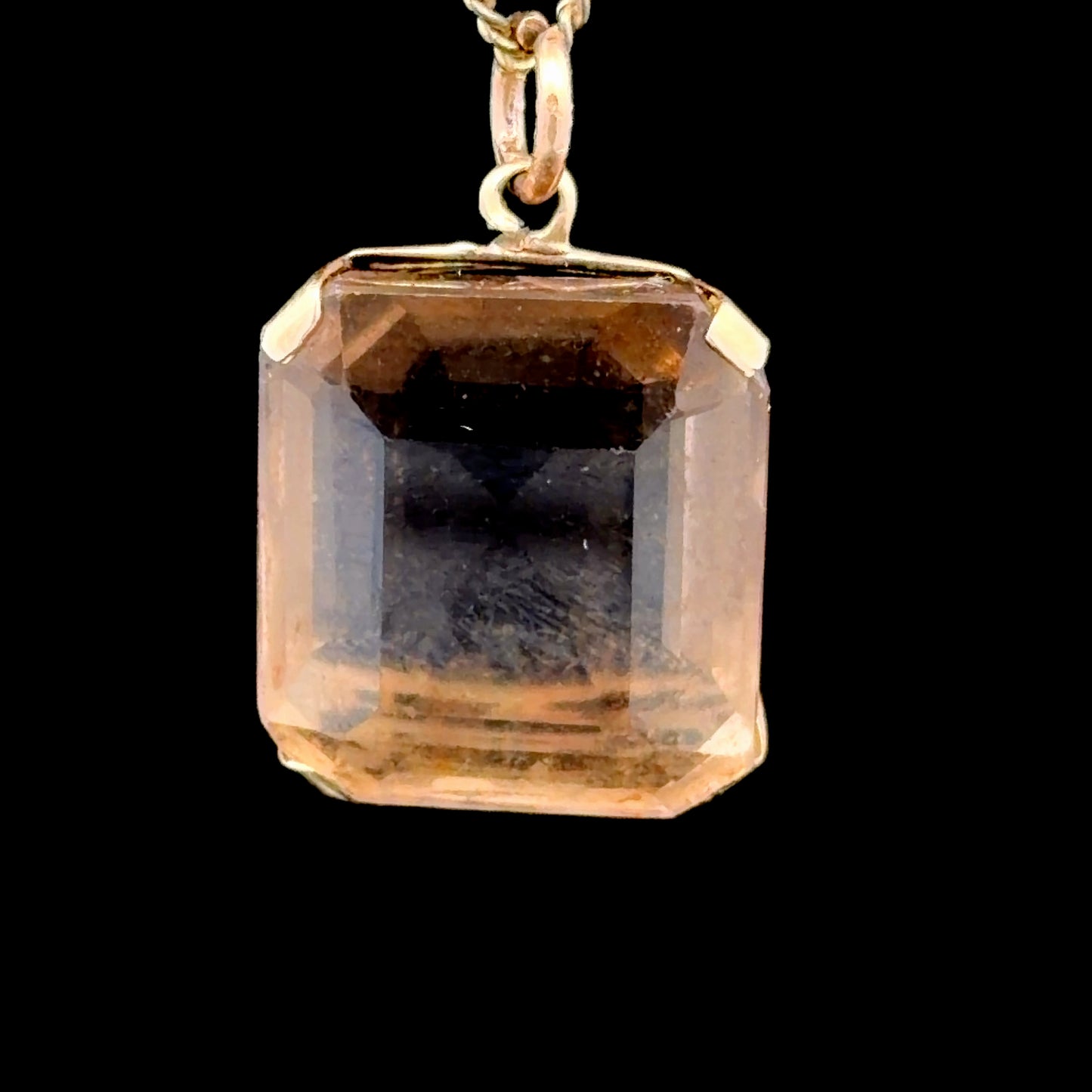 9K Yellow Gold Smokey Quartz Pendant