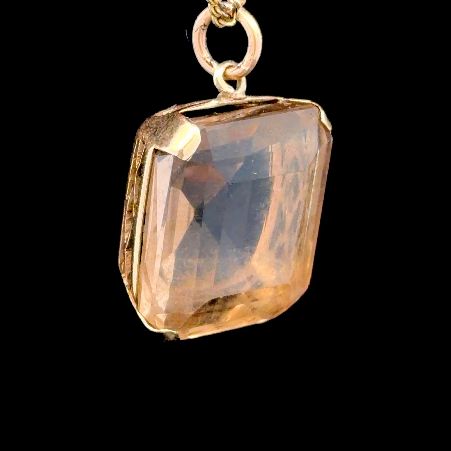 9K Yellow Gold Smokey Quartz Pendant