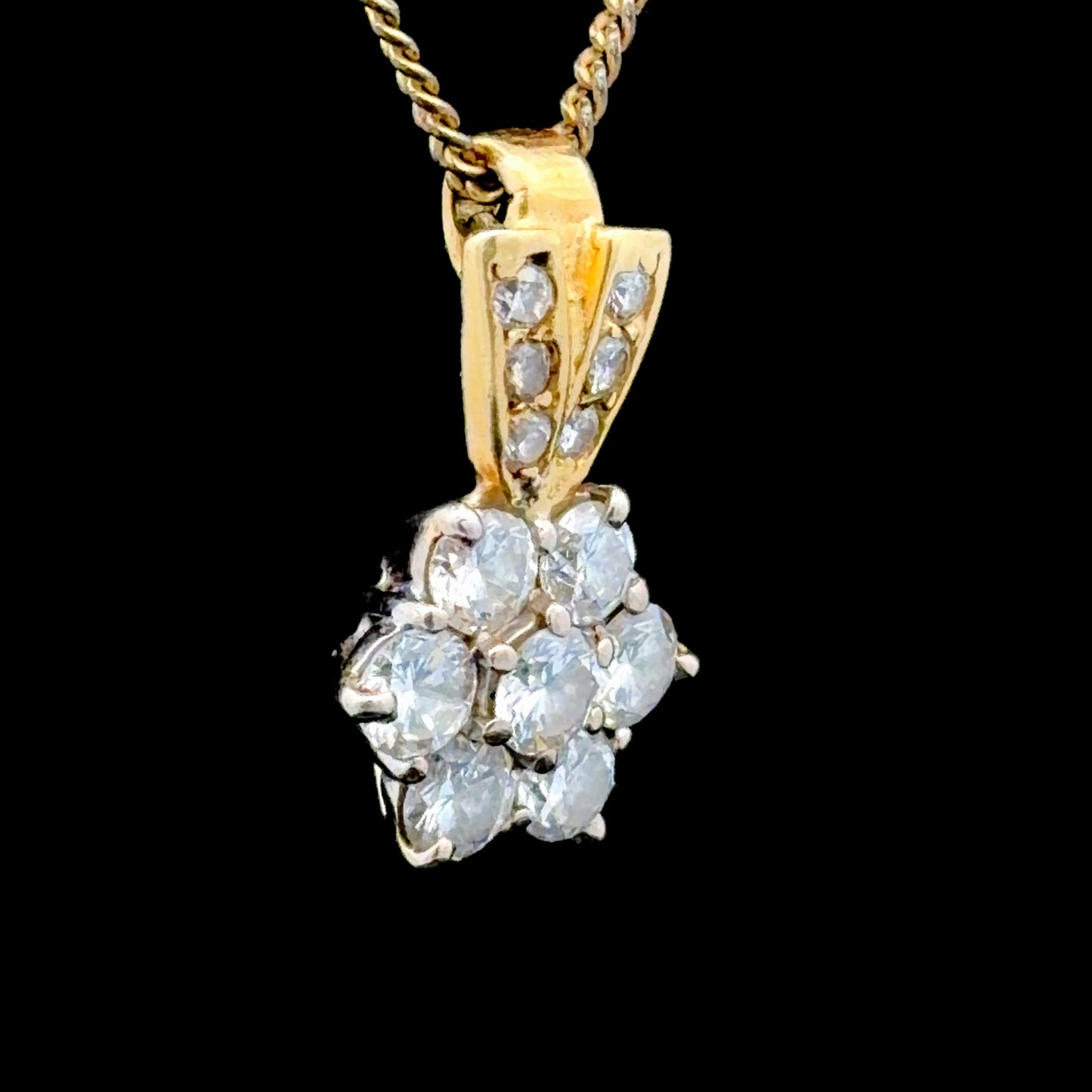 18K Yellow Gold Diamond Daisy Pendant APPX 1.2 CTS