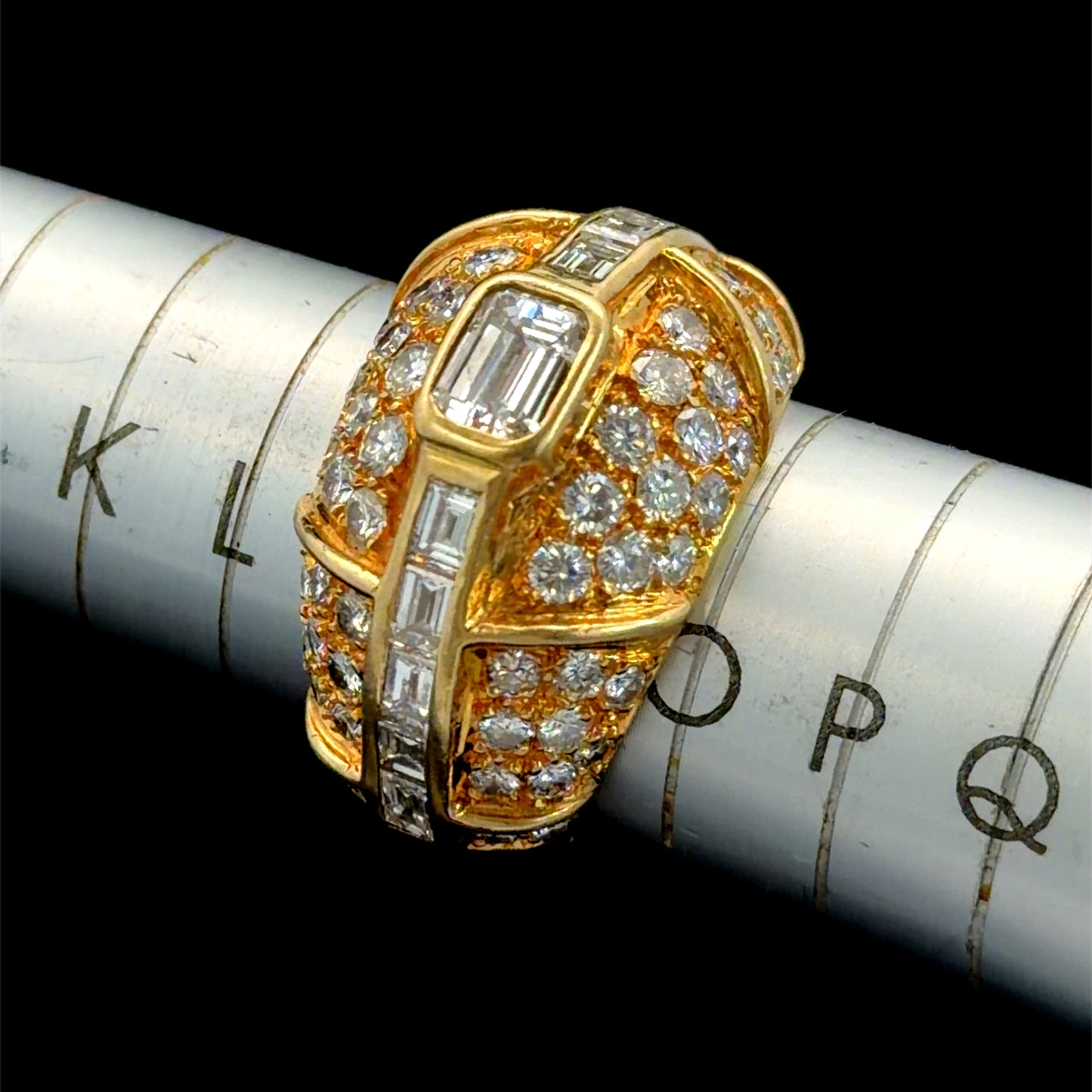 18K Yellow Gold Diamond Bombe Ring APPX 2.5 CTS