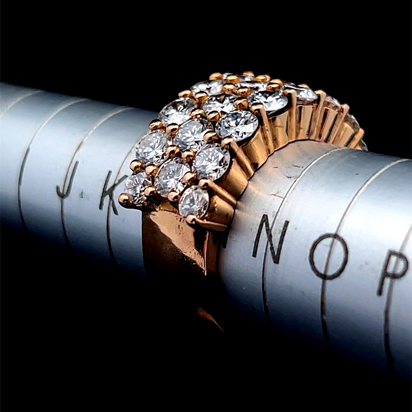 18K Yellow Gold 3 Row Diamond Cluster Ring APPX 3.5 CTS