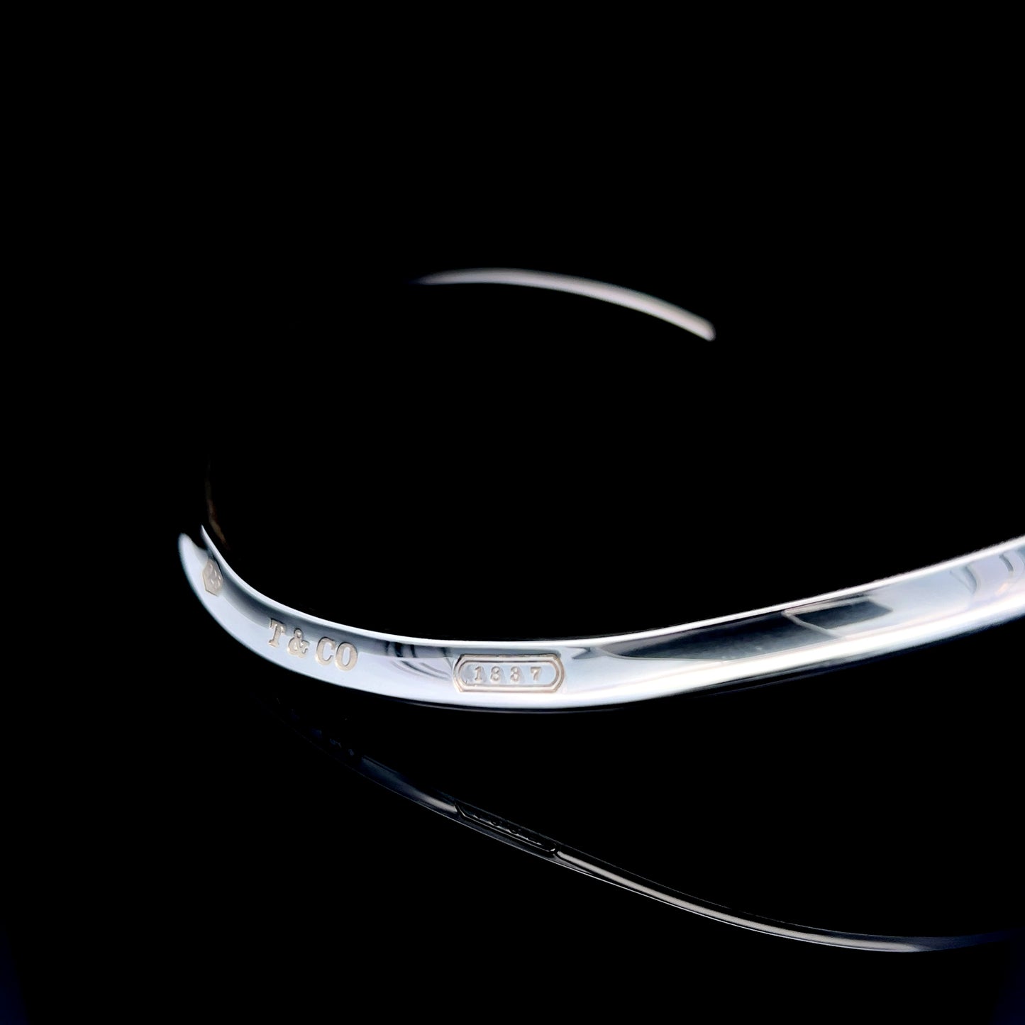 Tiffany Silver 1837 Engraved Choker 37cm Circumference, Open Back