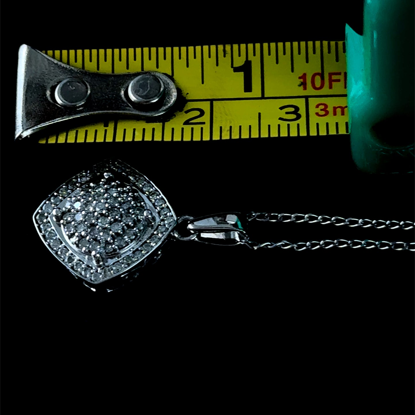 9K White Gold Diamond Pendant & Chain