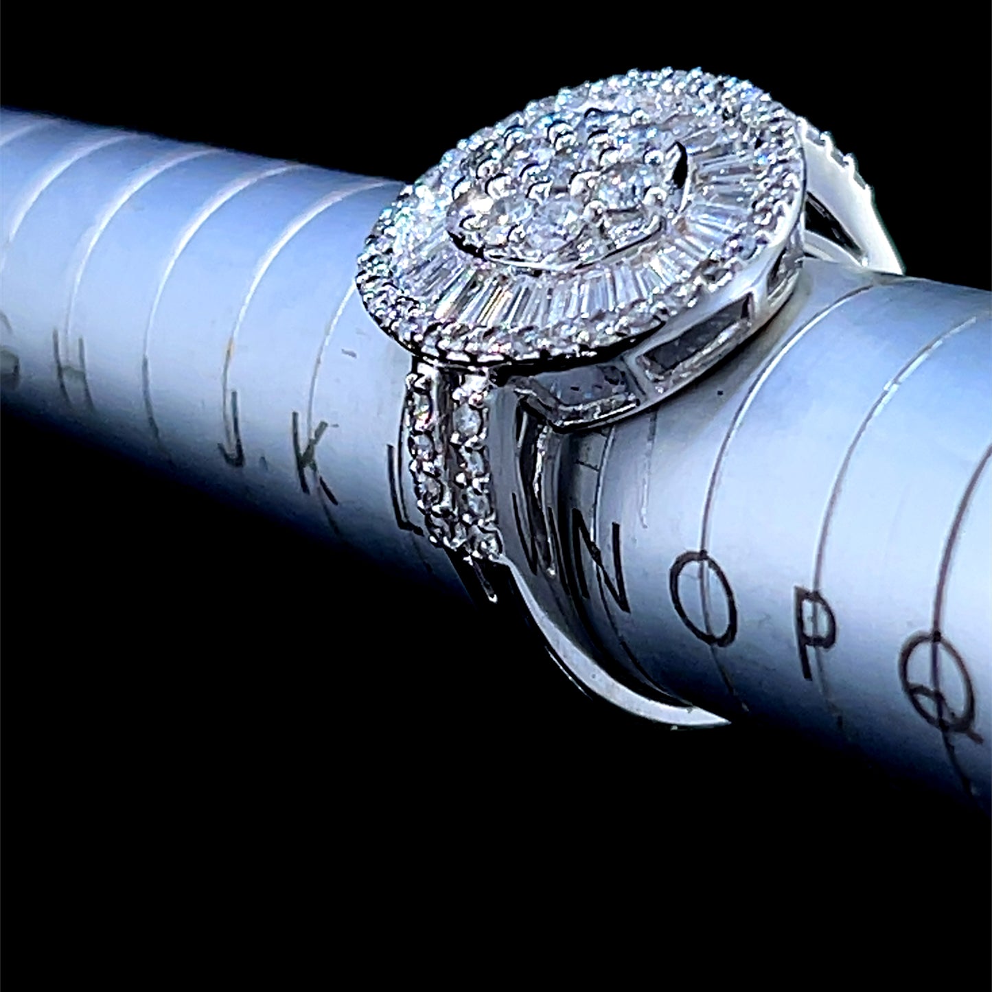 18K White Gold Diamond Cluster Dress Ring APPX 1.5 CTS
