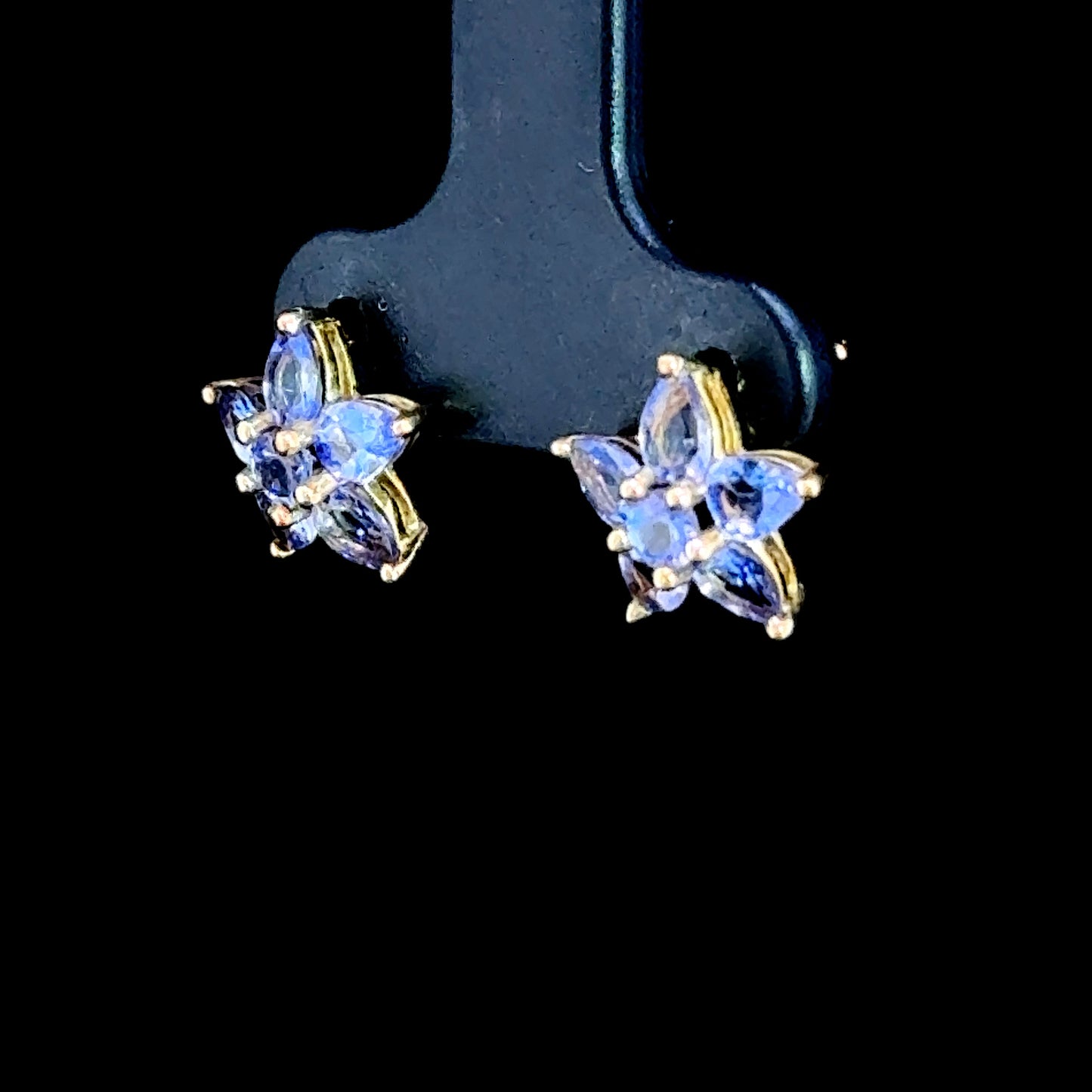 9K Yellow Gold Tanzanite Flower Studs