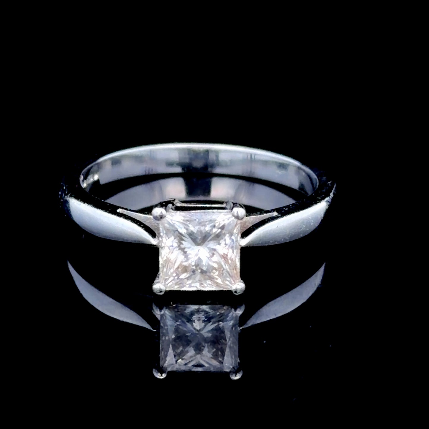 Platinum Princess Cut Diamond Solitaire Ring Appx 1.2cts