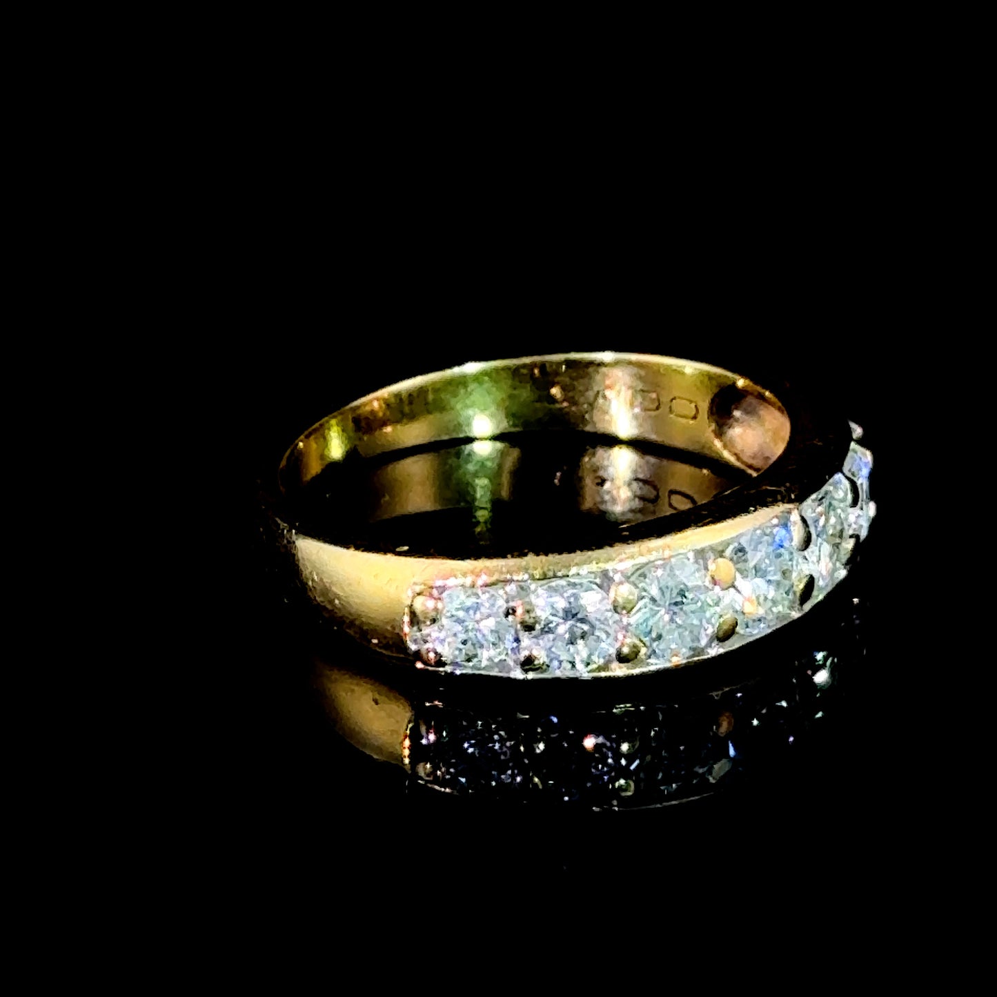 18K Yellow Gold 7 Stone Channel Set Diamond Eternity Band 1.0 CTS