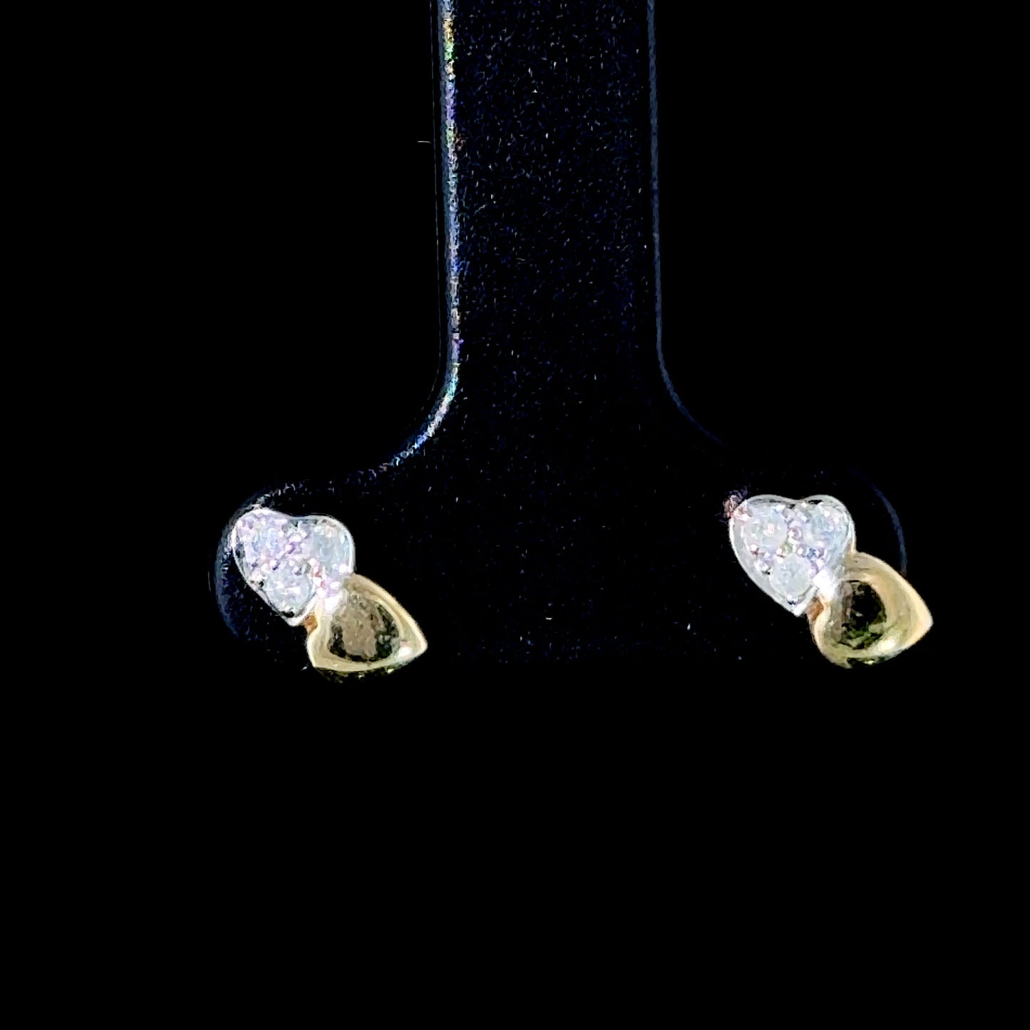 9K Yellow Gold & Diamond Hearts Studs