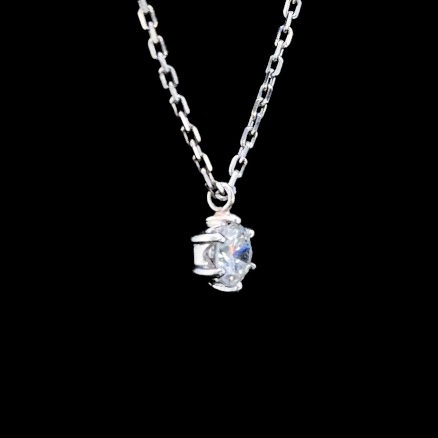 Platinum Diamond Solitaire Pendant and Chain Appx 0.5 Cts