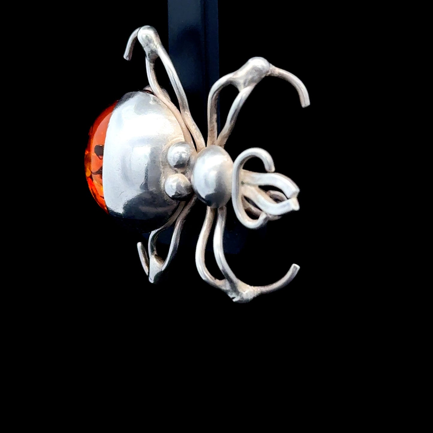 Silver Amber Stag Beetle Brooch