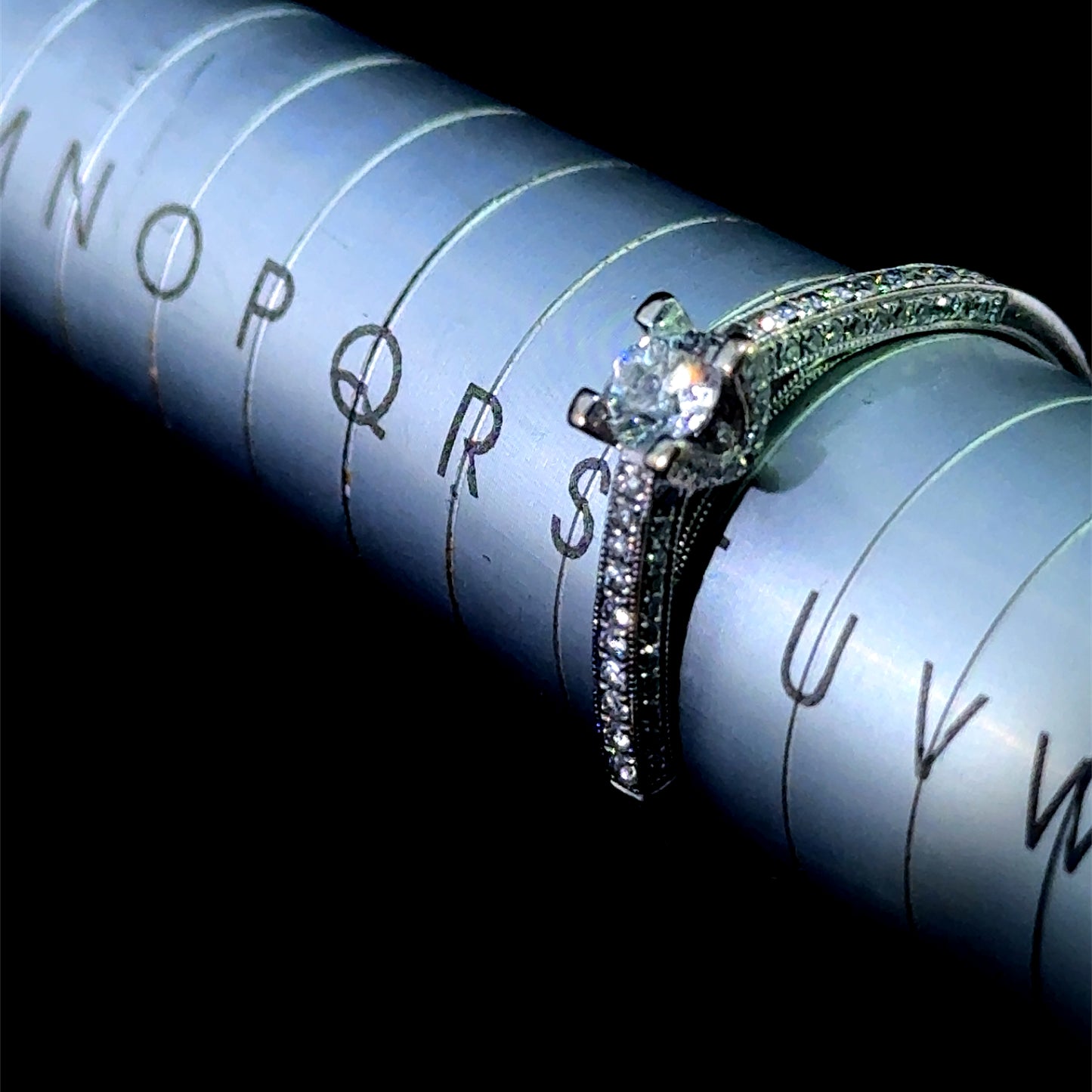 18K White Gold Diamond Solitaire with Diamond Shanks APPX 0.5 CTS