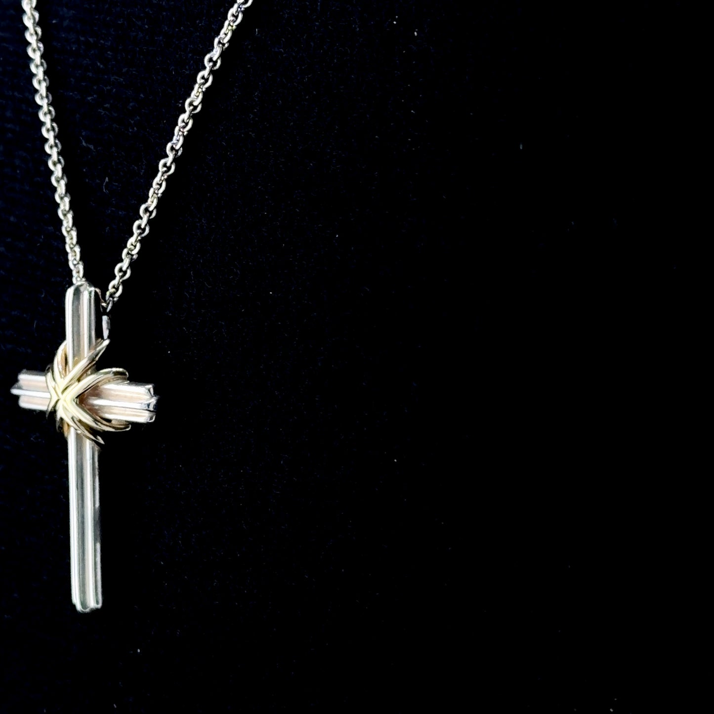 Fabulous Tiffany Cross & Chain in 925 & 18kYellow Gold on 28Inch Chain Rare to Market