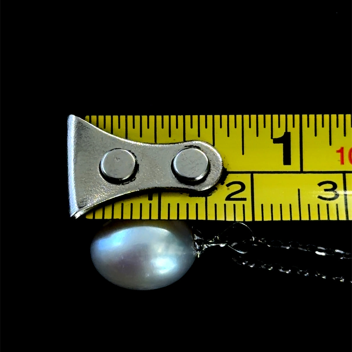 lovely Silver Oval Drop Pendant & Button Pearl Stud Earring Set