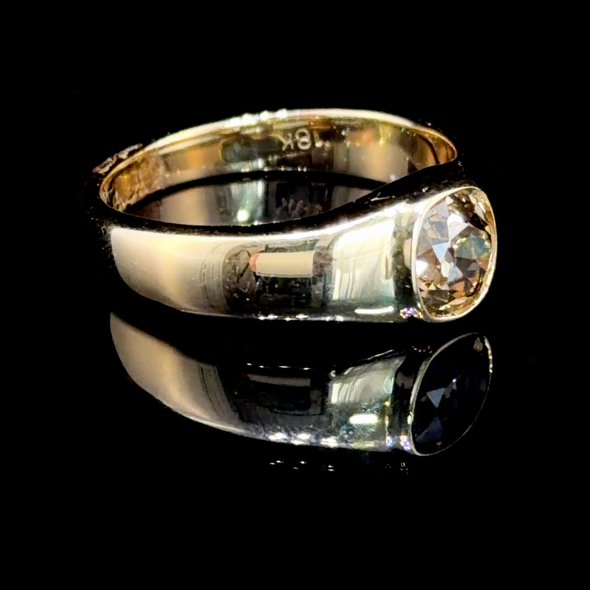 A Spectacular Bezel Set Chocolate Diamond Solitaire Ring of 1.1 Cts Si1/2