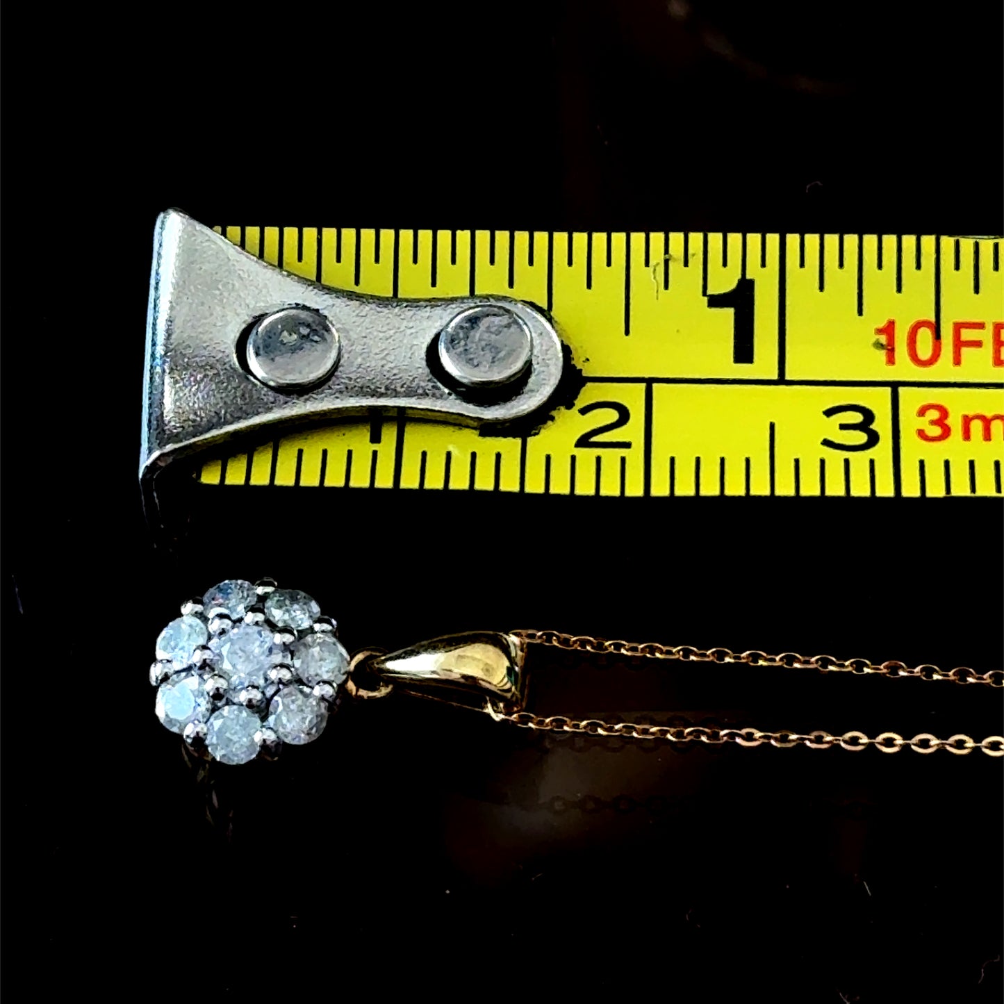 9K Yellow Gold Diamond Cluster Pendant Only APPX 0.5 CTS