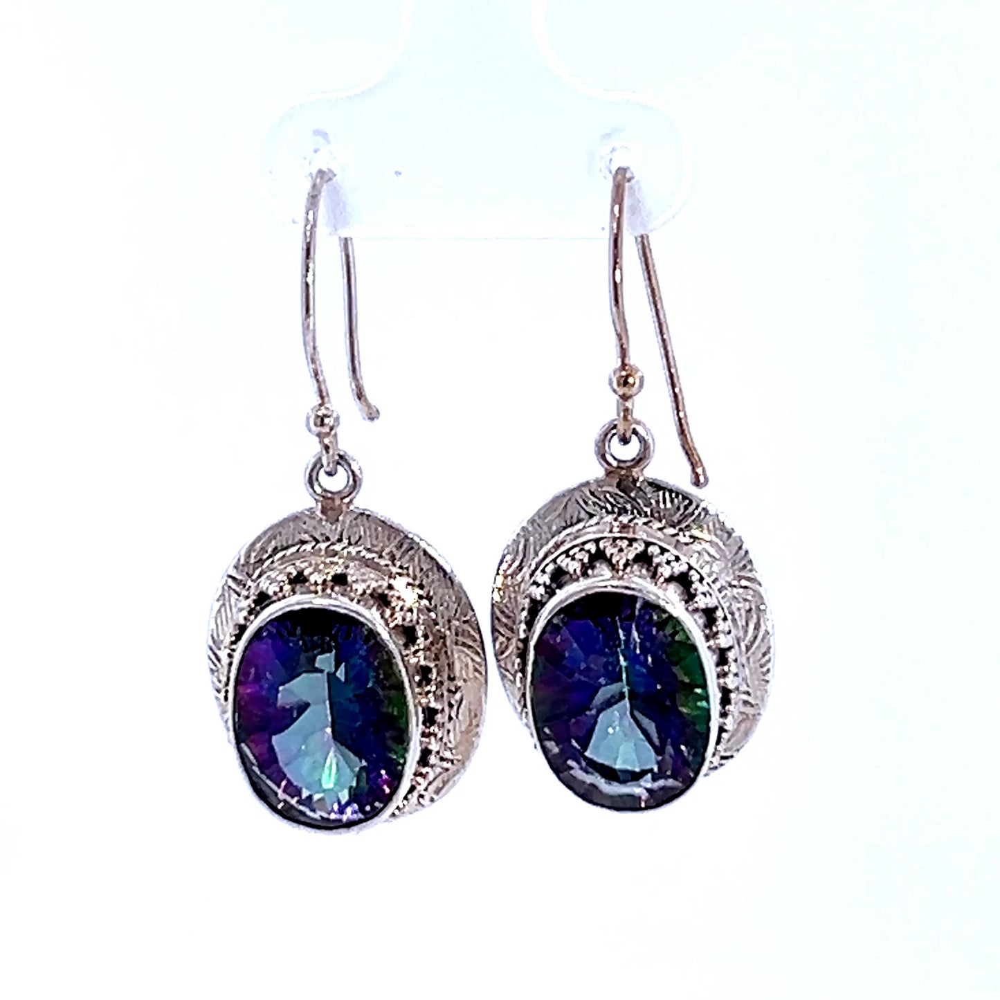 Silver Large Mystic Topaz Drop Earrings