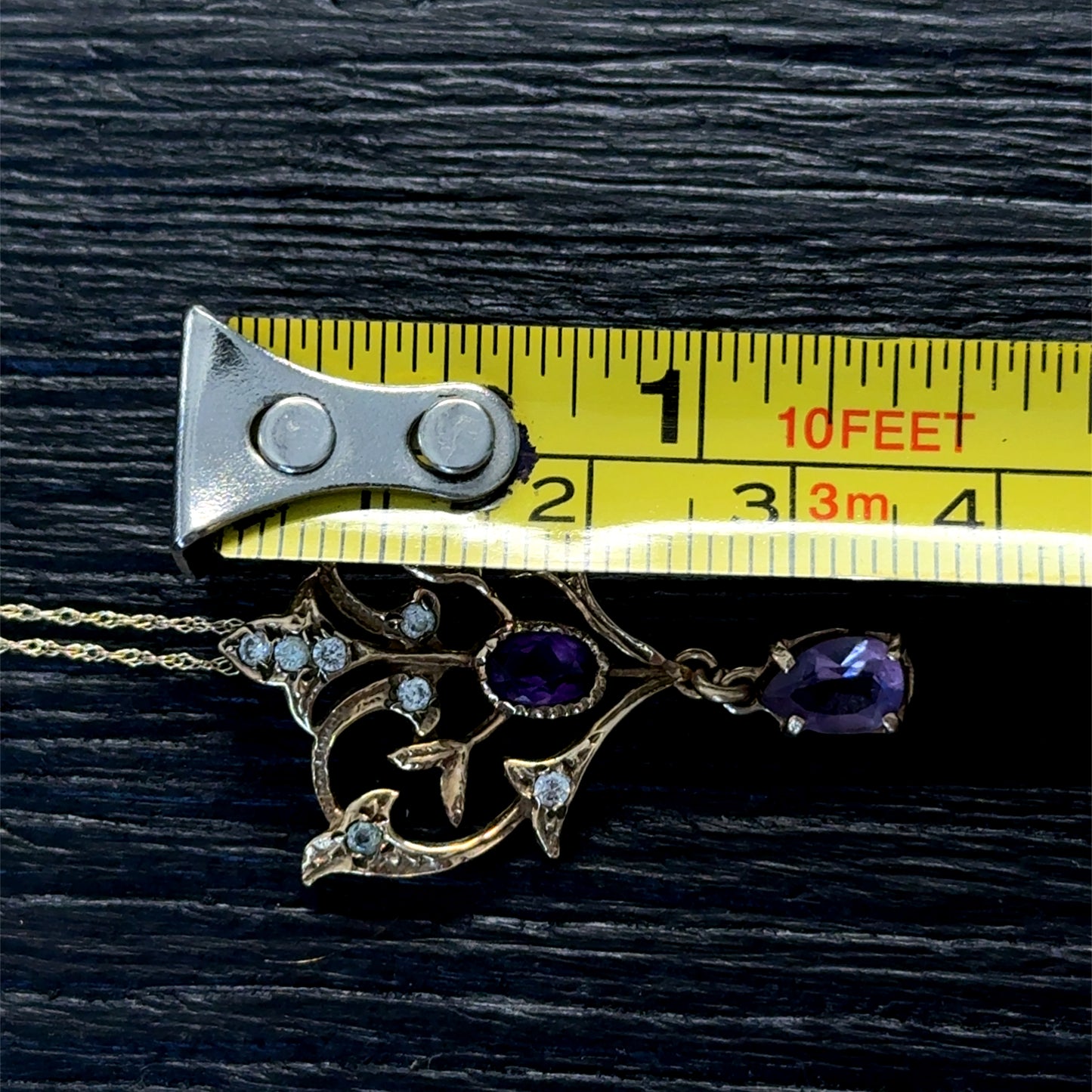 9K Yellow Gold Amethyst Pendant & Chain The Ronald Charles Collection