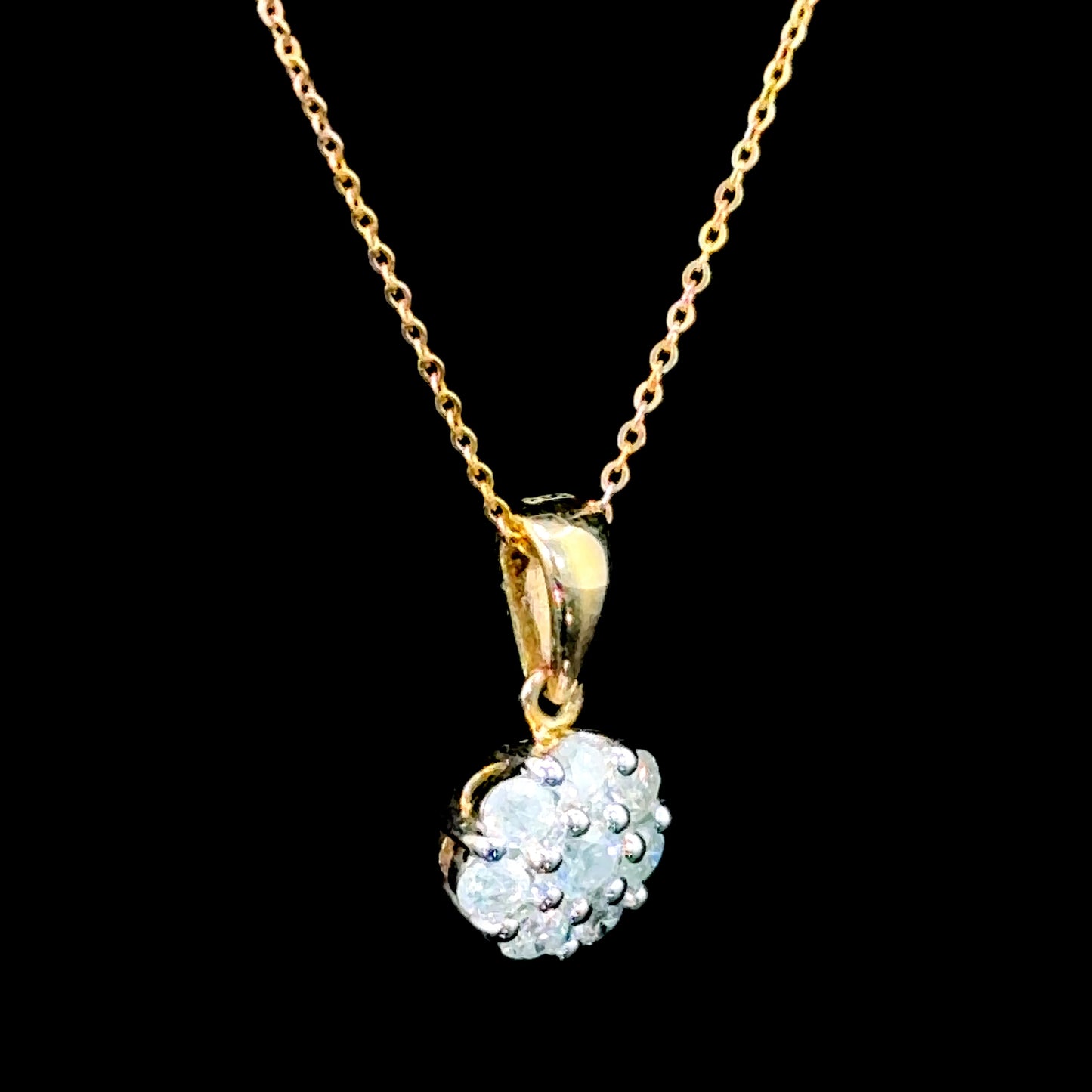 9K Yellow Gold Diamond Cluster Pendant Only APPX 0.5 CTS