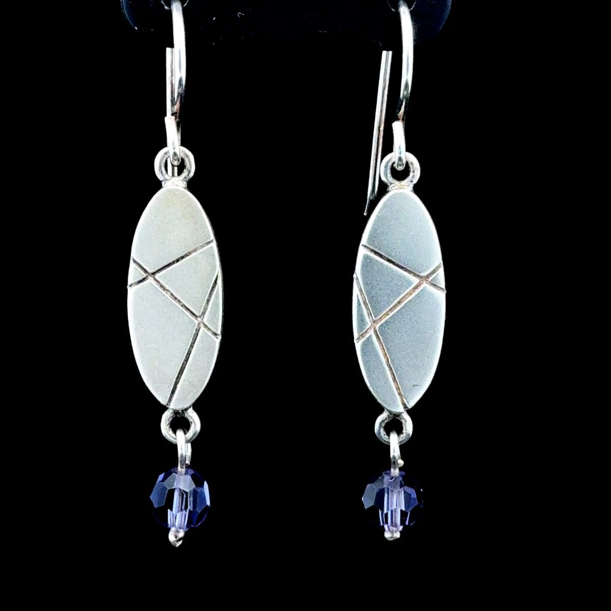 Silver & Amethyst Drop Hook Earrings