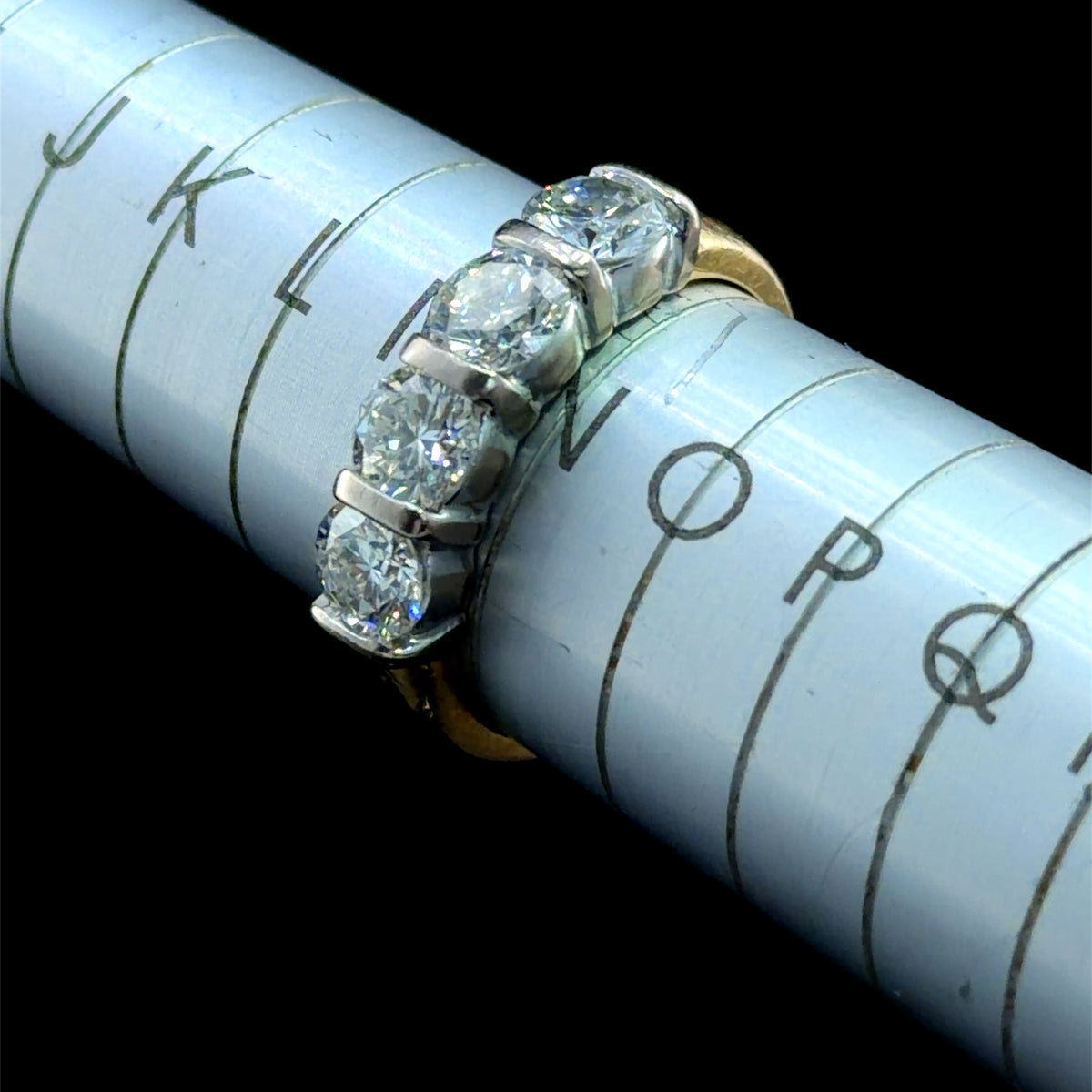 An Exceptional 18k Yellow Gold 4 Stone Diamond Ring 1.6 Cts Part Of The Ronald Charles Collection