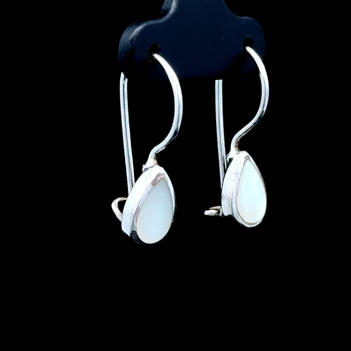 Silver Mother of Pearl Pear Drop Hook Earrings