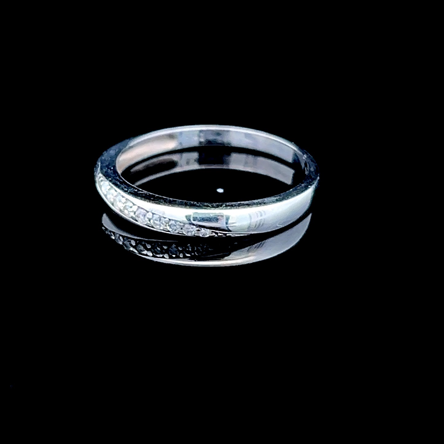 9K White Gold Diamond Eternity On the Cross Ring