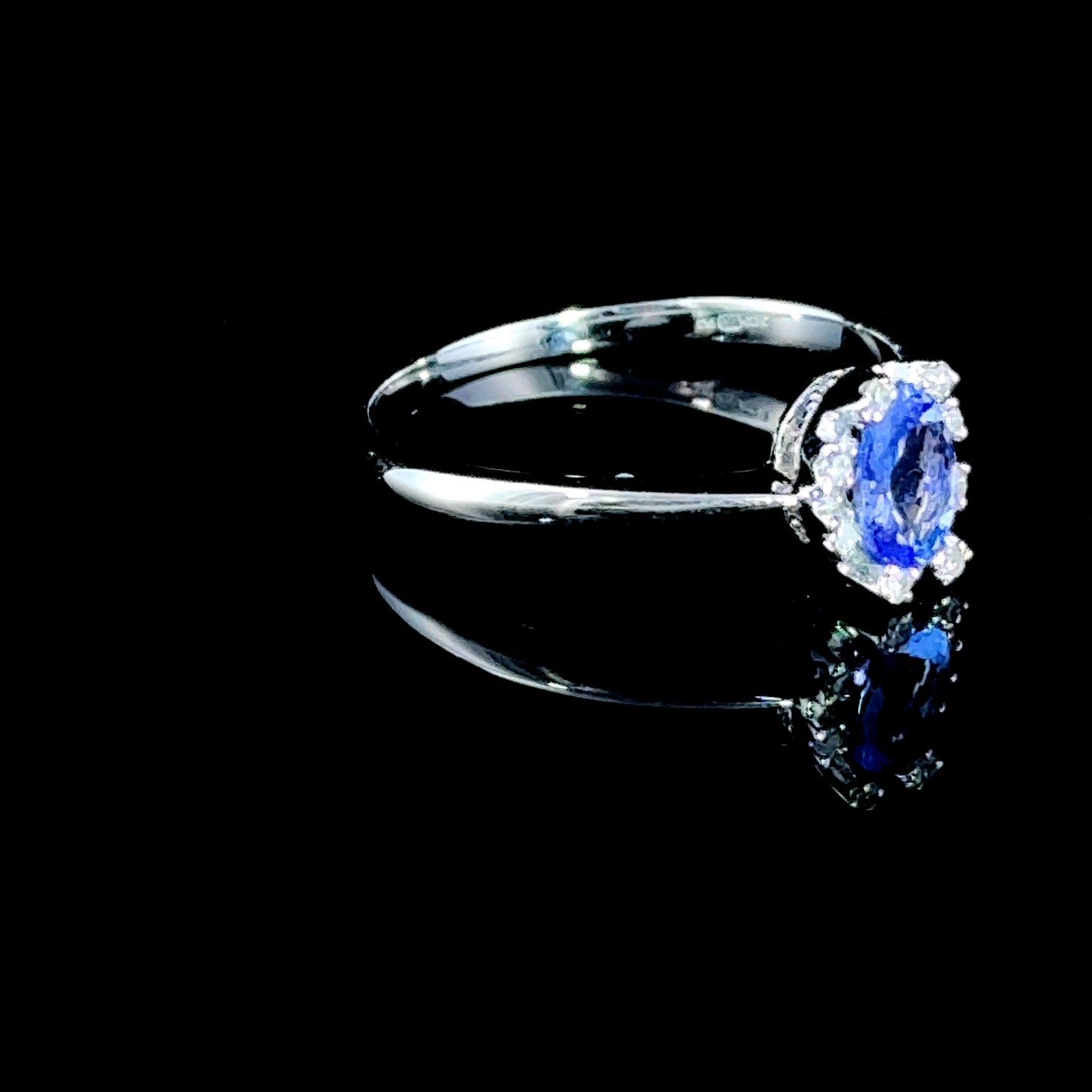 9K White Gold Tanzanite & Diamond Cluster Ring