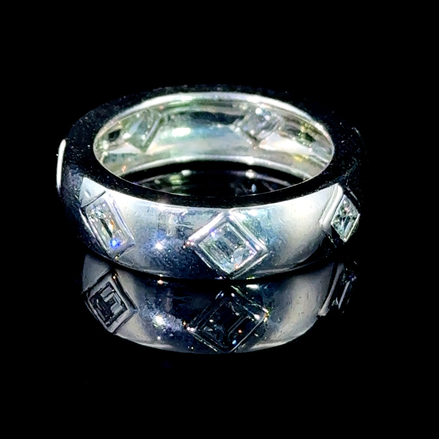 Platinum Thick Banded Diamond Ring APPX 1.2 CTS