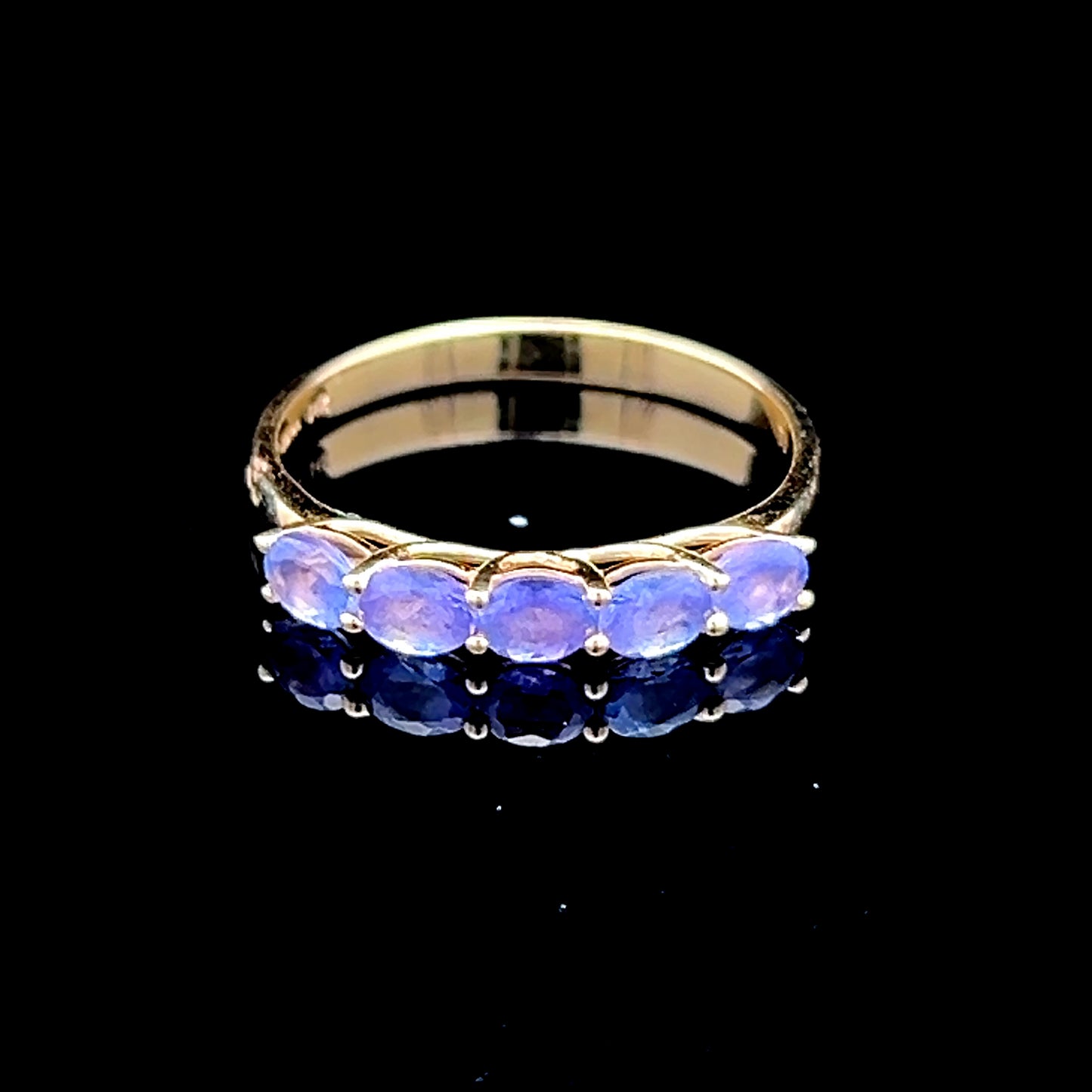 9K Yellow Gold 5 Stone Tanzanite Ring