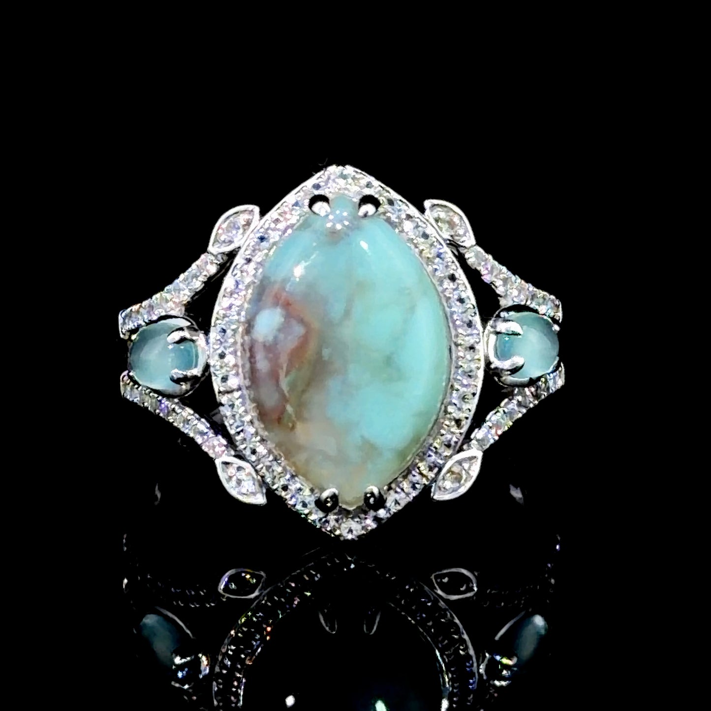 Wonderful LeVian 14k White Gold AquaPhrase, Aqua & Diamond Ring Dia Appx 0.5 Cts
