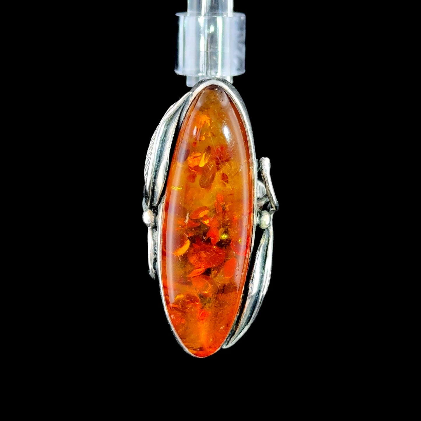 Wonderful Large Silver & Amber Dress Ring