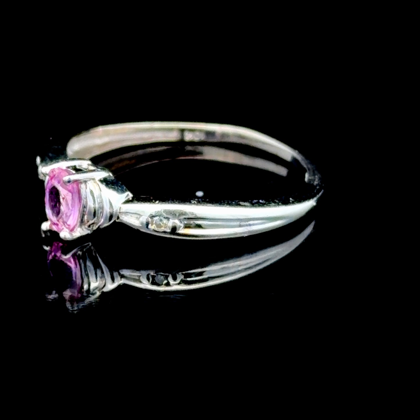 10 k White Gold Pink Sapphire & Diamond Ring