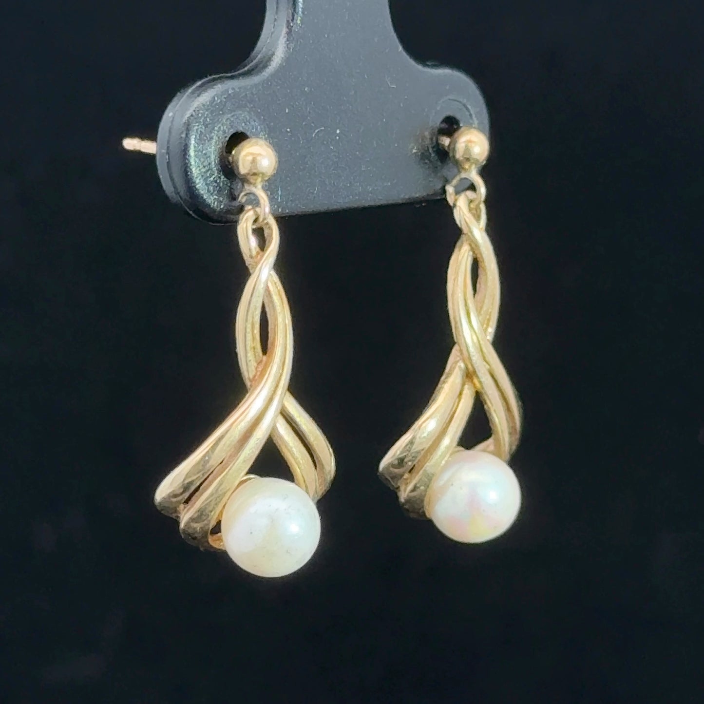9K Yellow Gold Pearl Drop Earrings
