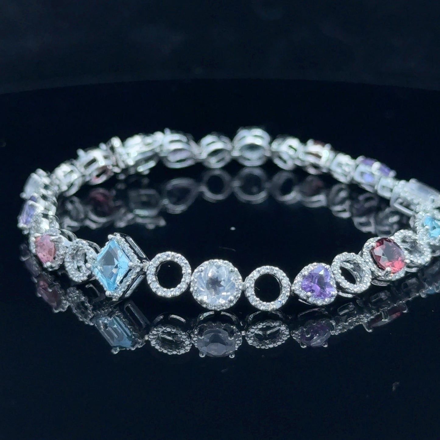 18K White Gold & Diamond Multistone Bracelet
