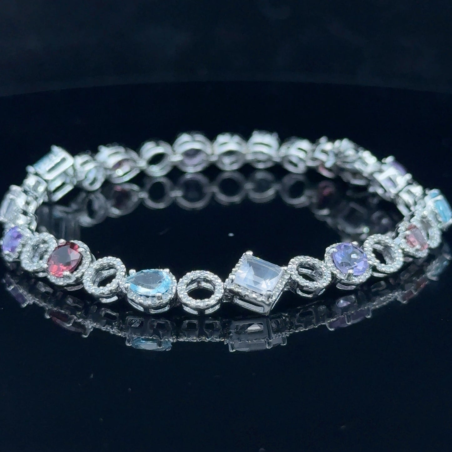 18K White Gold & Diamond Multistone Bracelet