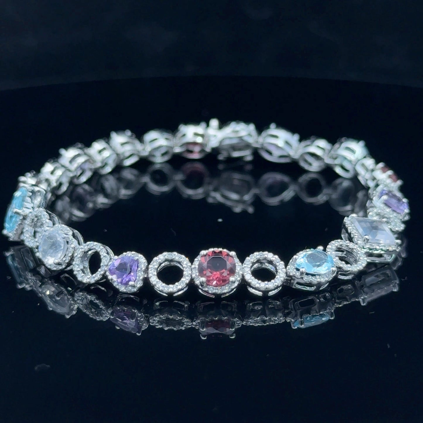 18K White Gold & Diamond Multistone Bracelet