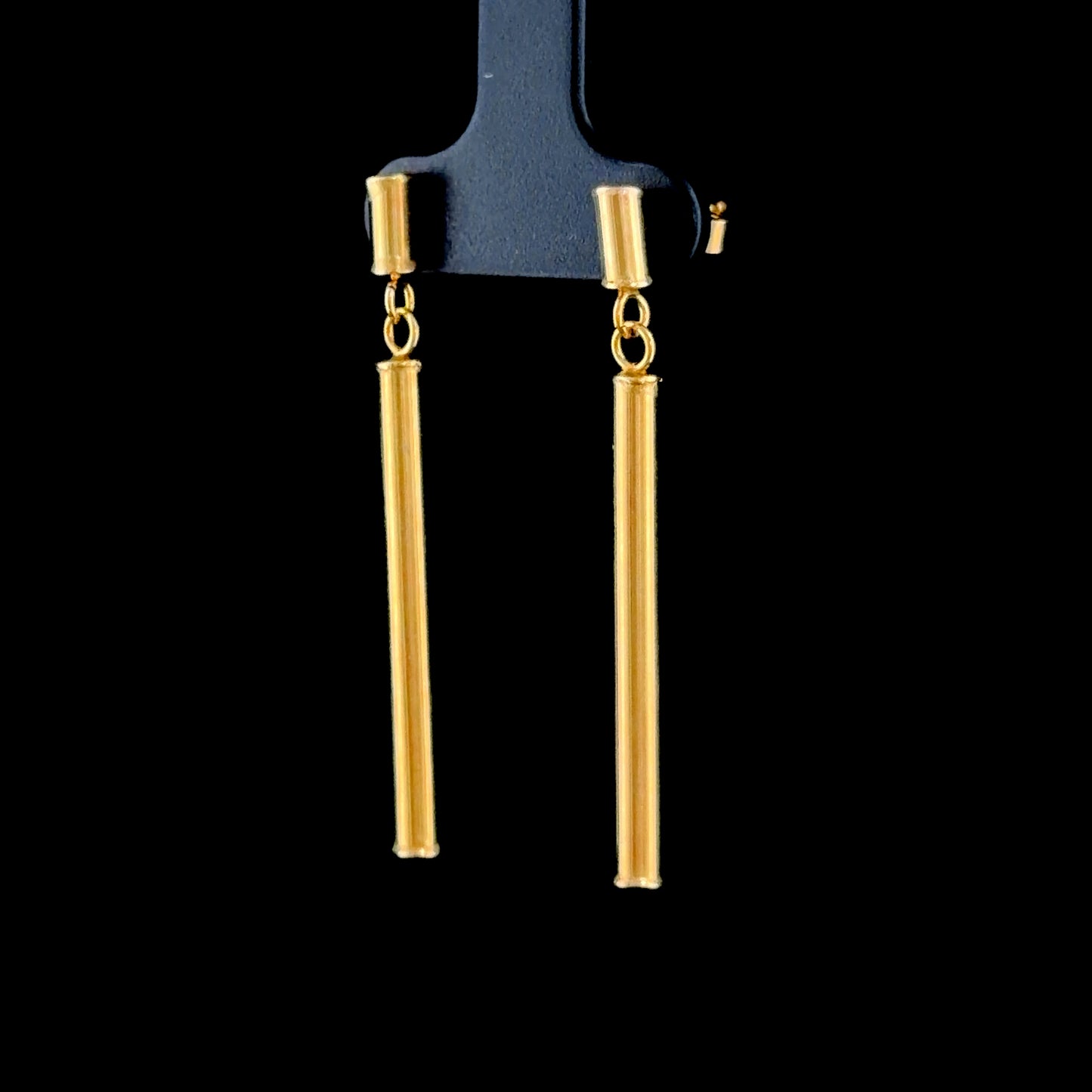 9k Yellow Gold Tubular Articulated Drop Earrings