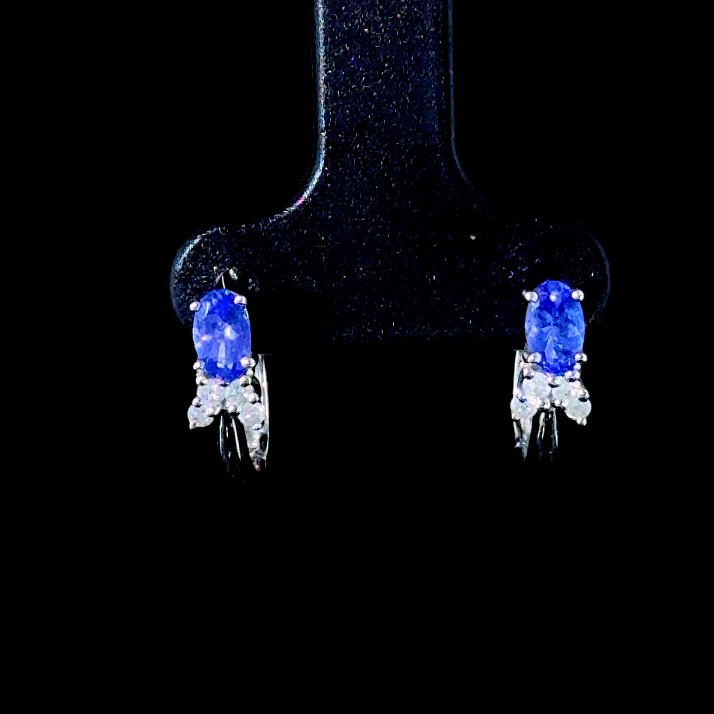9K White Gold Tanzanite & Diamond Earrings