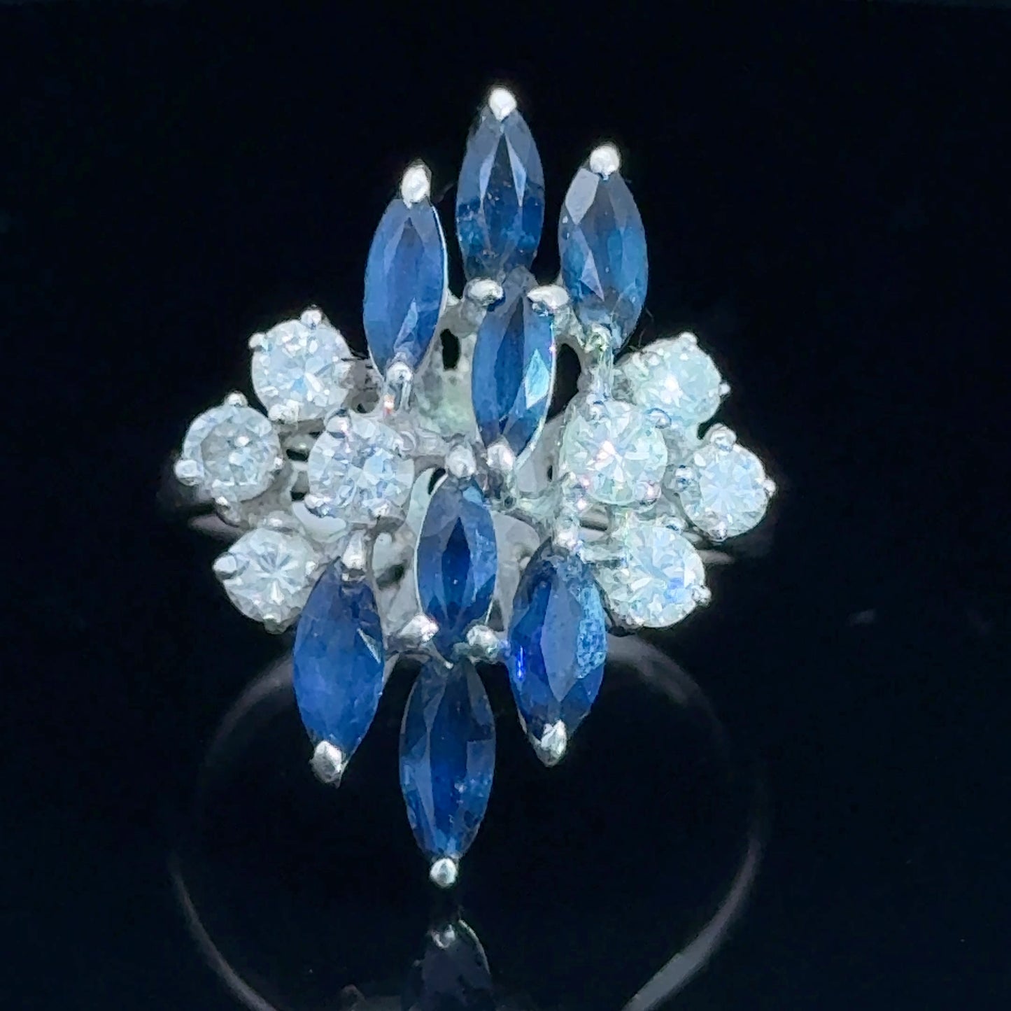 18K White Gold Sapphire & Diamond Cocktail Ring