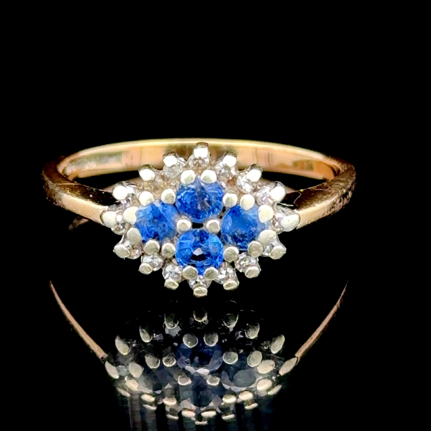 9K Yellow Gold Blue Stone & Sapphire Ring