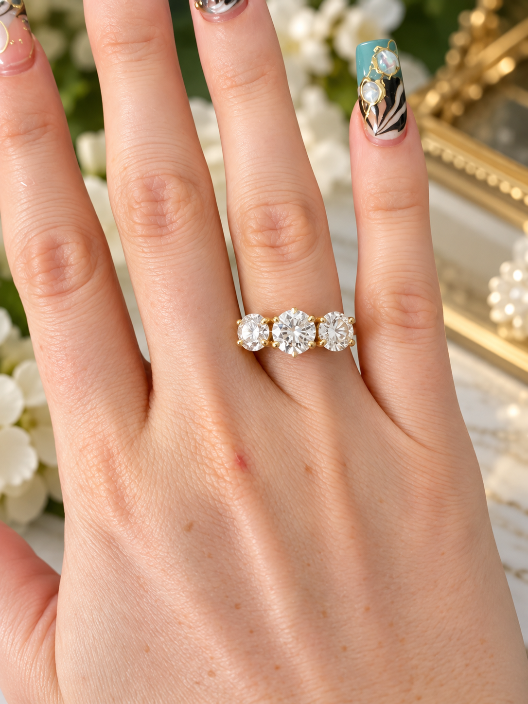 18k Yellow Gold Diamond Trilogy APPX 3.43CTS