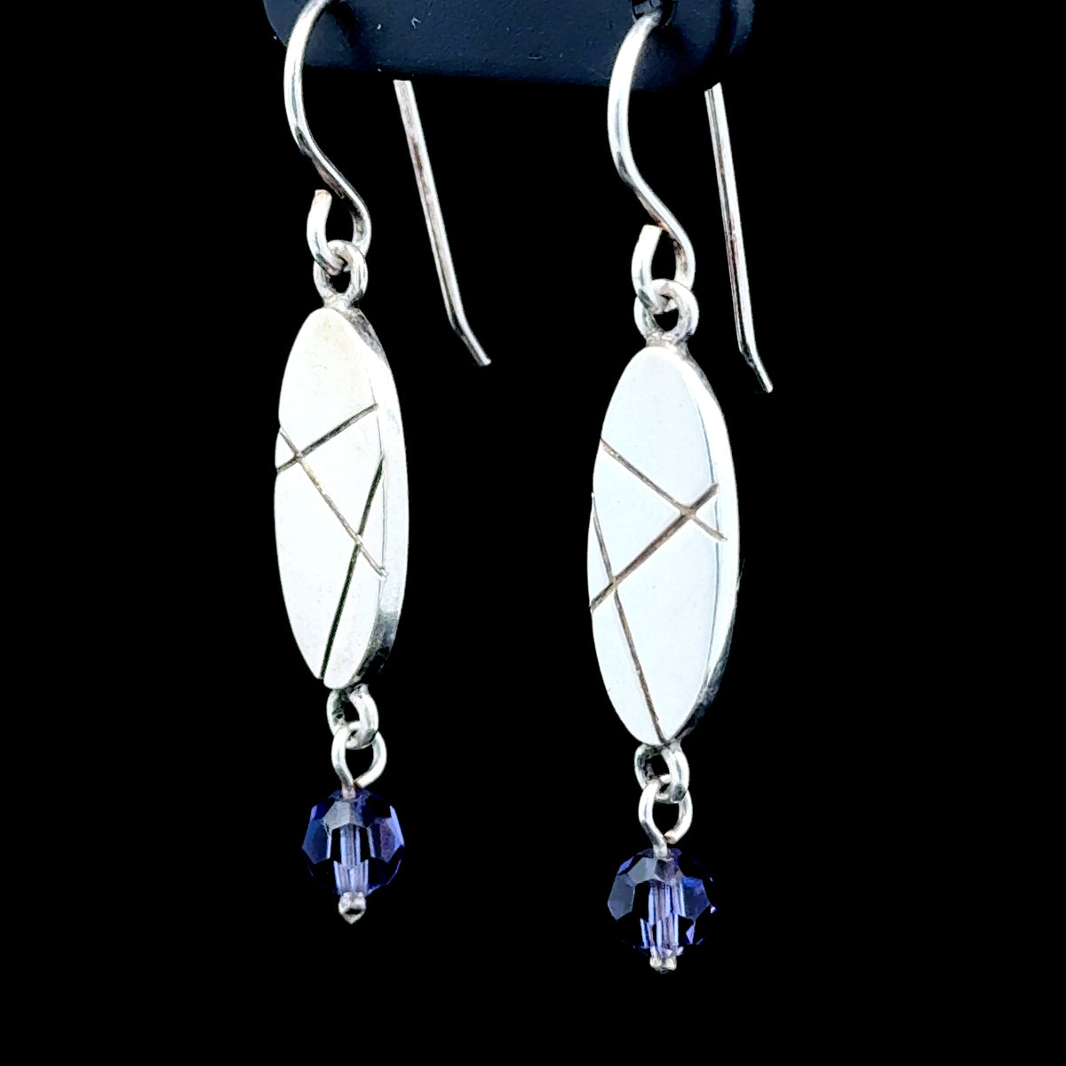 Silver & Amethyst Drop Hook Earrings