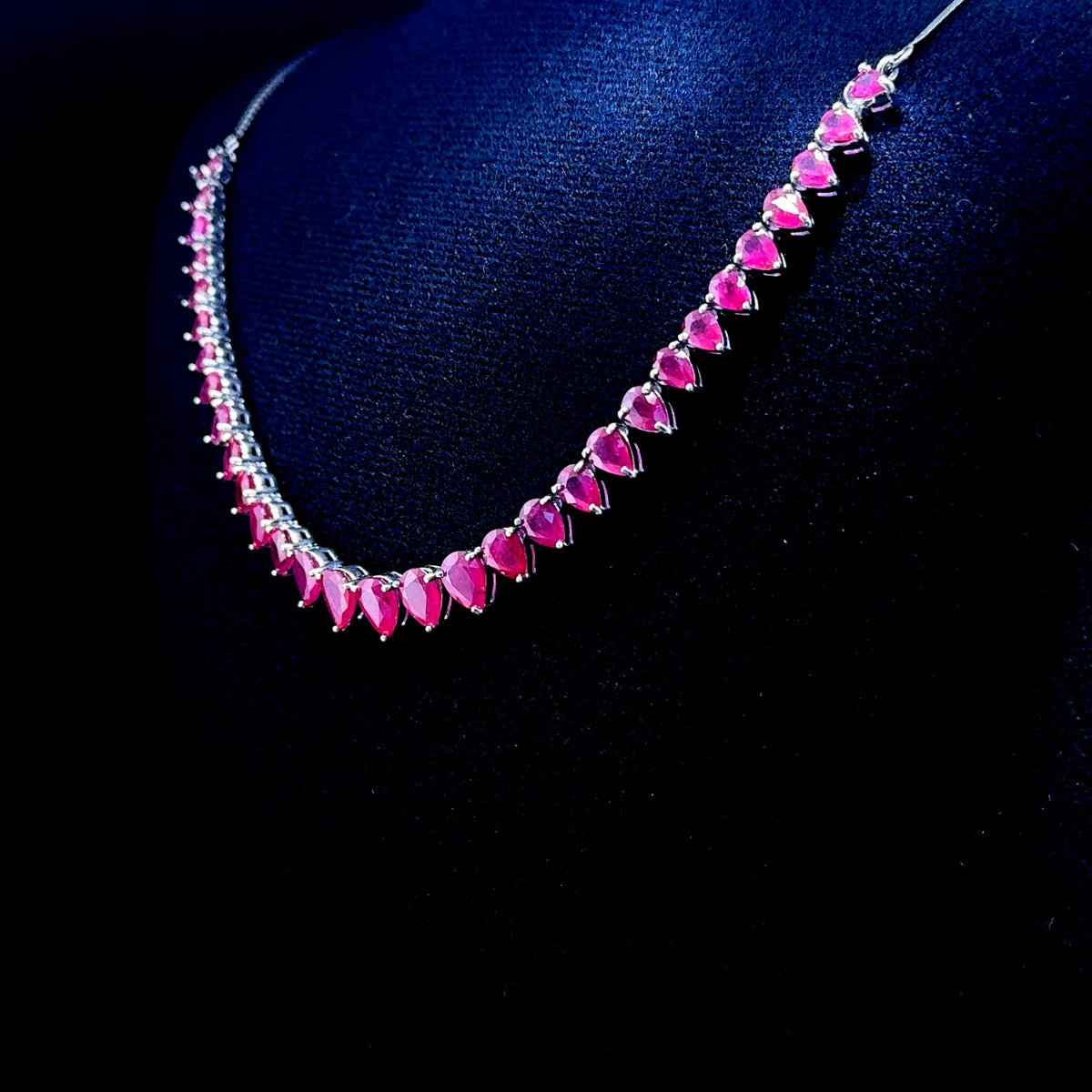 Stunning Silver Pear Ruby Necklace