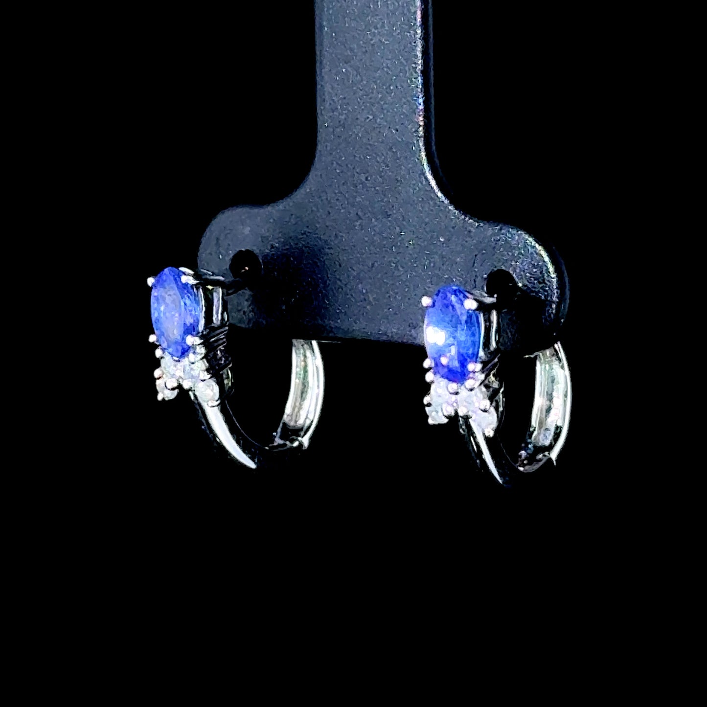 9K White Gold Tanzanite & Diamond Earrings
