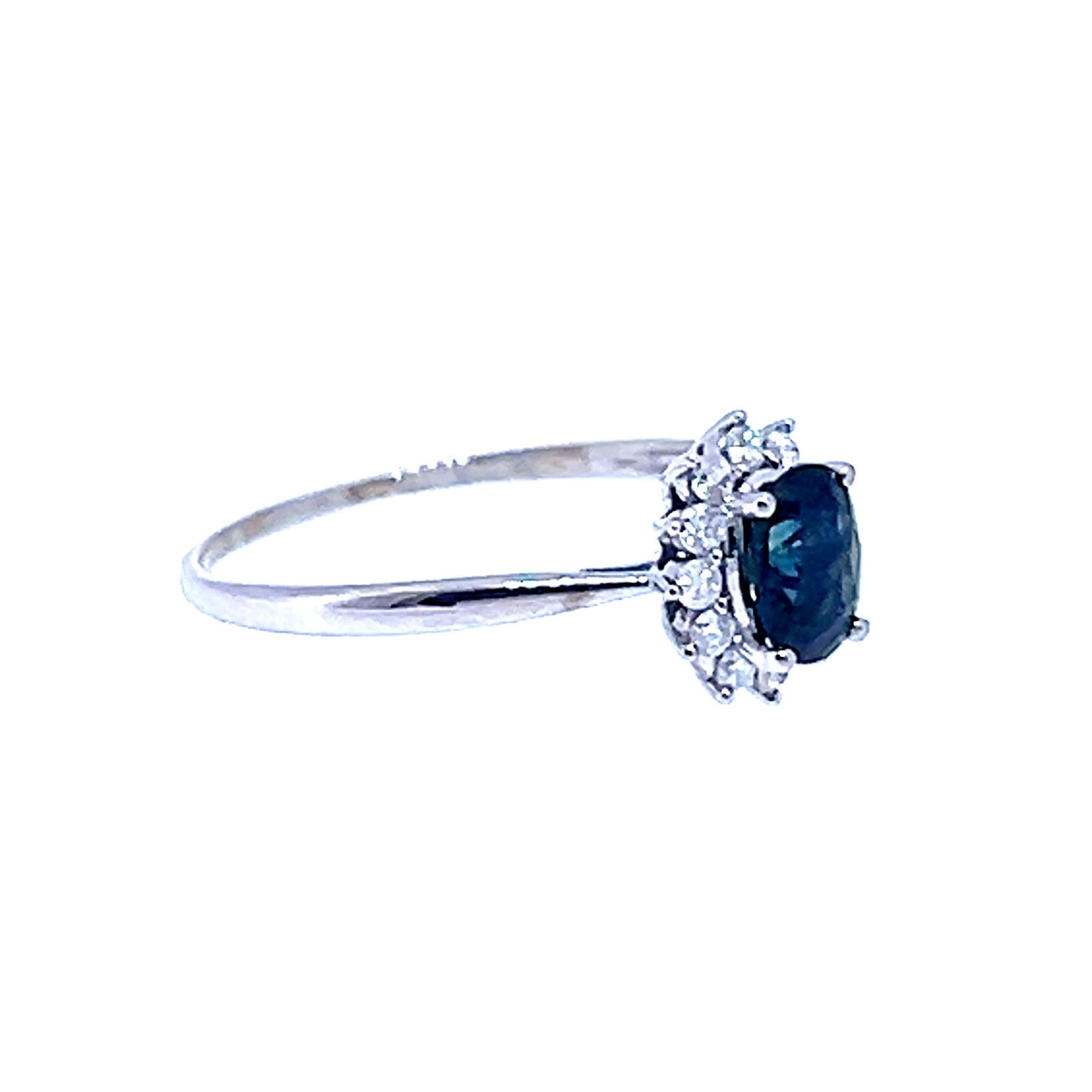 9K White Gold Sapphire & Diamond Cluster Ring