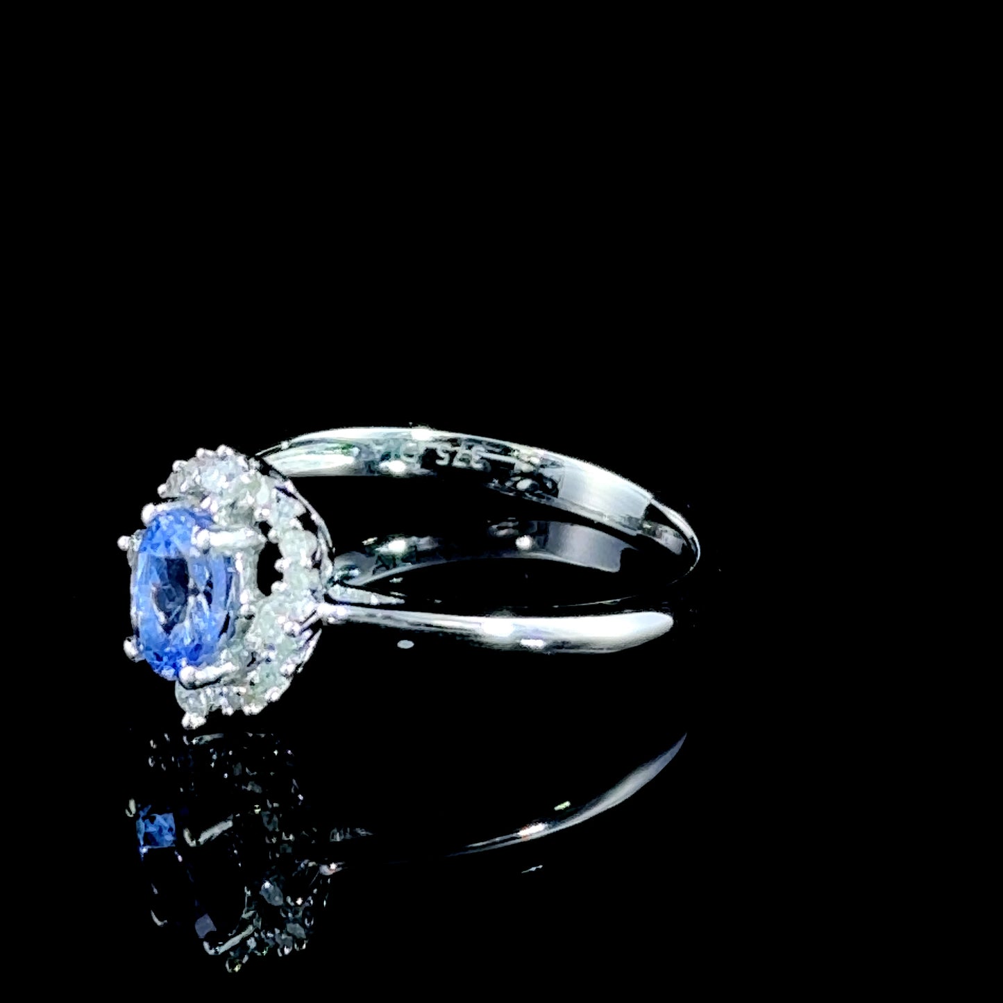 9K White Gold Tanzanite & Diamond Ring
