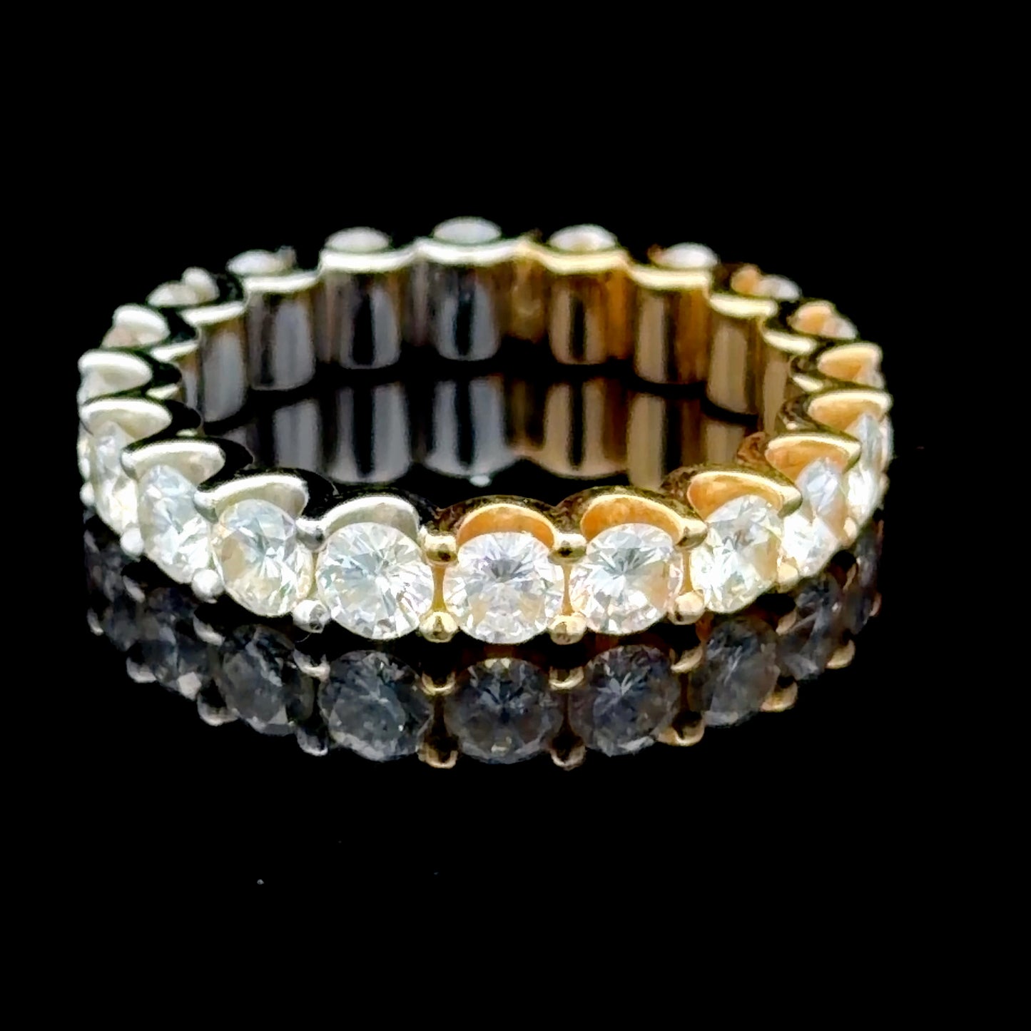 18k Half White & Half Yellow Gold Diamond Full Eternity Ring 3.0 Cts