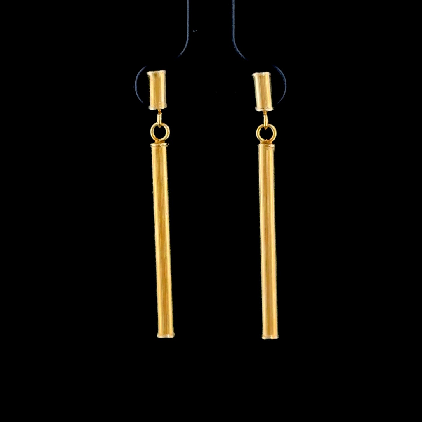 9k Yellow Gold Tubular Articulated Drop Earrings
