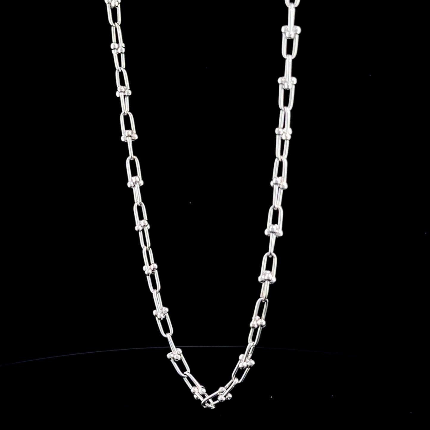 18k White Gold Tiffany Hardware Link Necklace 20”