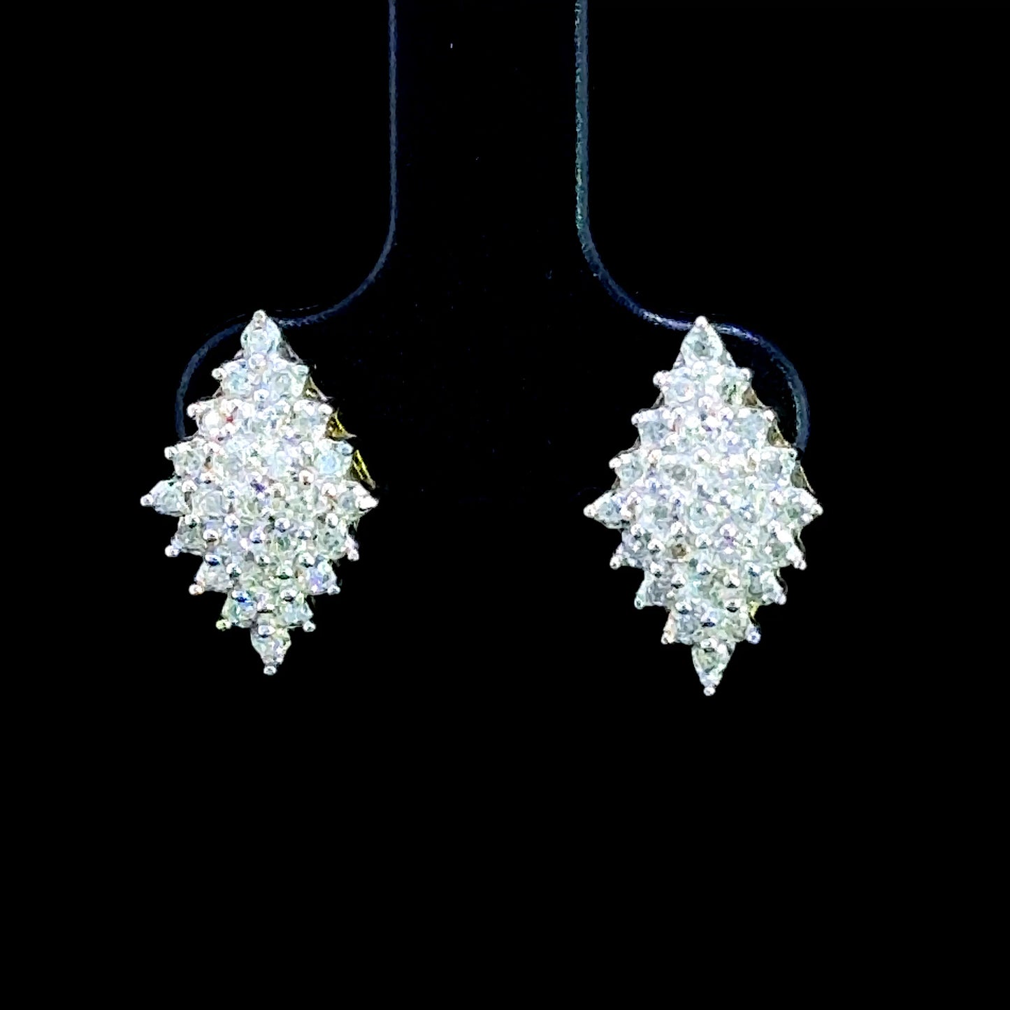 9K Yellow Gold Cluster Marquise Shaped Studs